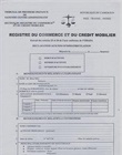 Formulaire de demande d’immatriculation au registre de commerce